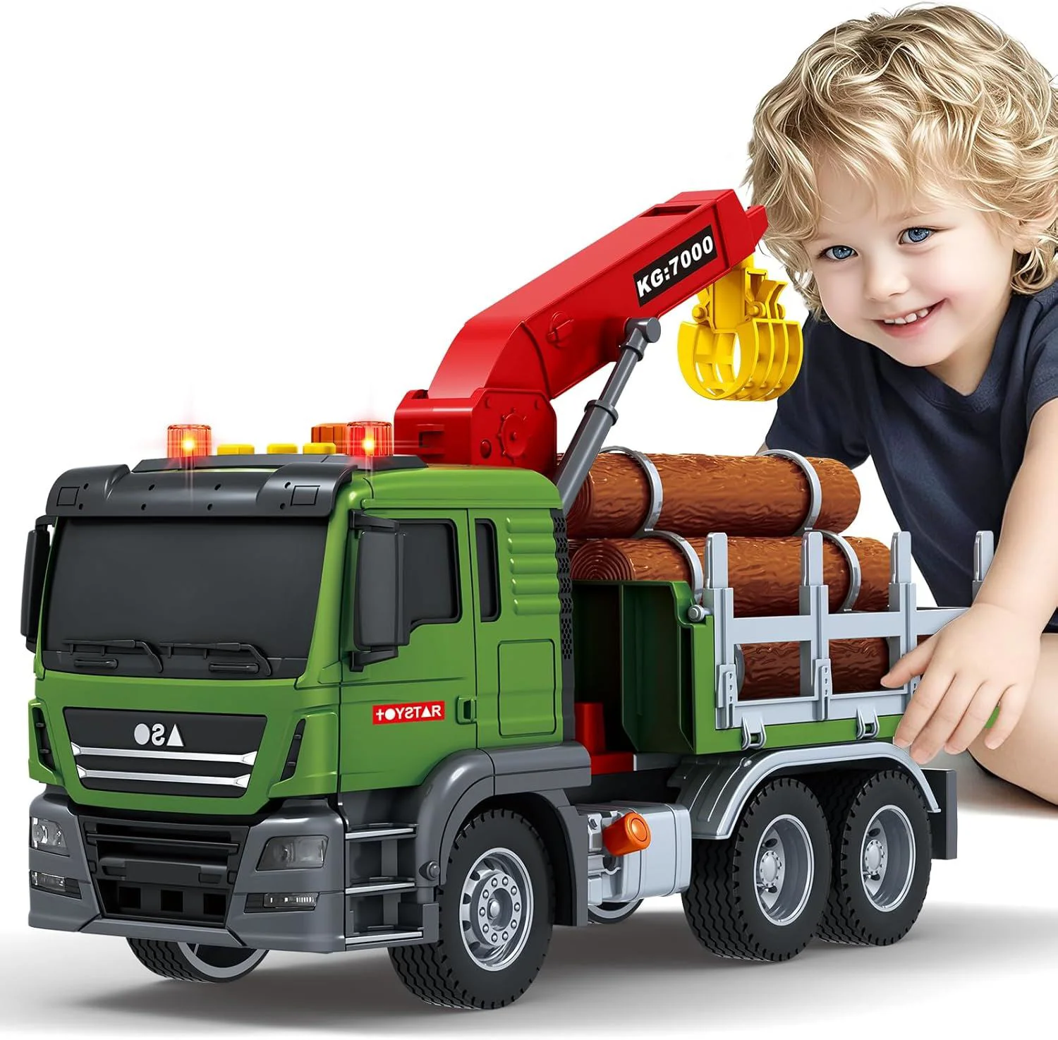 Camion cu inertie Wenyi cu lemne, lumini si sunete, 1:10 foto