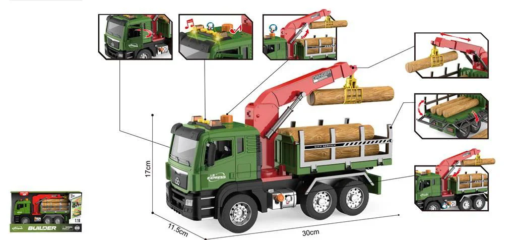 Camion cu inertie Wenyi cu lemne, lumini si sunete, 1:10 foto