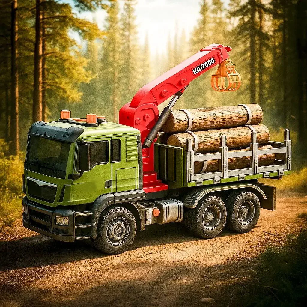 Camion cu inertie Wenyi cu lemne, lumini si sunete, 1:10 foto