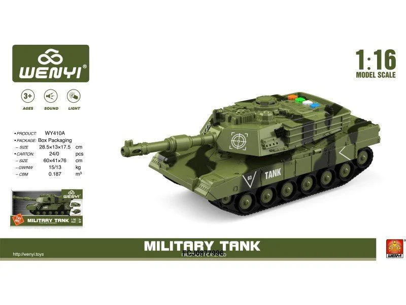 Tanc militar cu inertie Wenyi camuflaj verde cu lumina si sunet, 1:16 foto