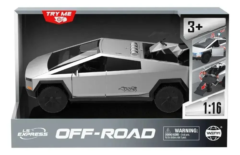 Инерционная машинка Wenyi Cybertruck со светом и звуком, масштаб 1:16 foto