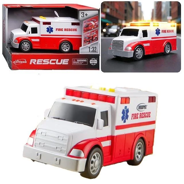 Masina cu frictiune Ambulanta Wenyi  cu lumini si sunete, 1:32 foto