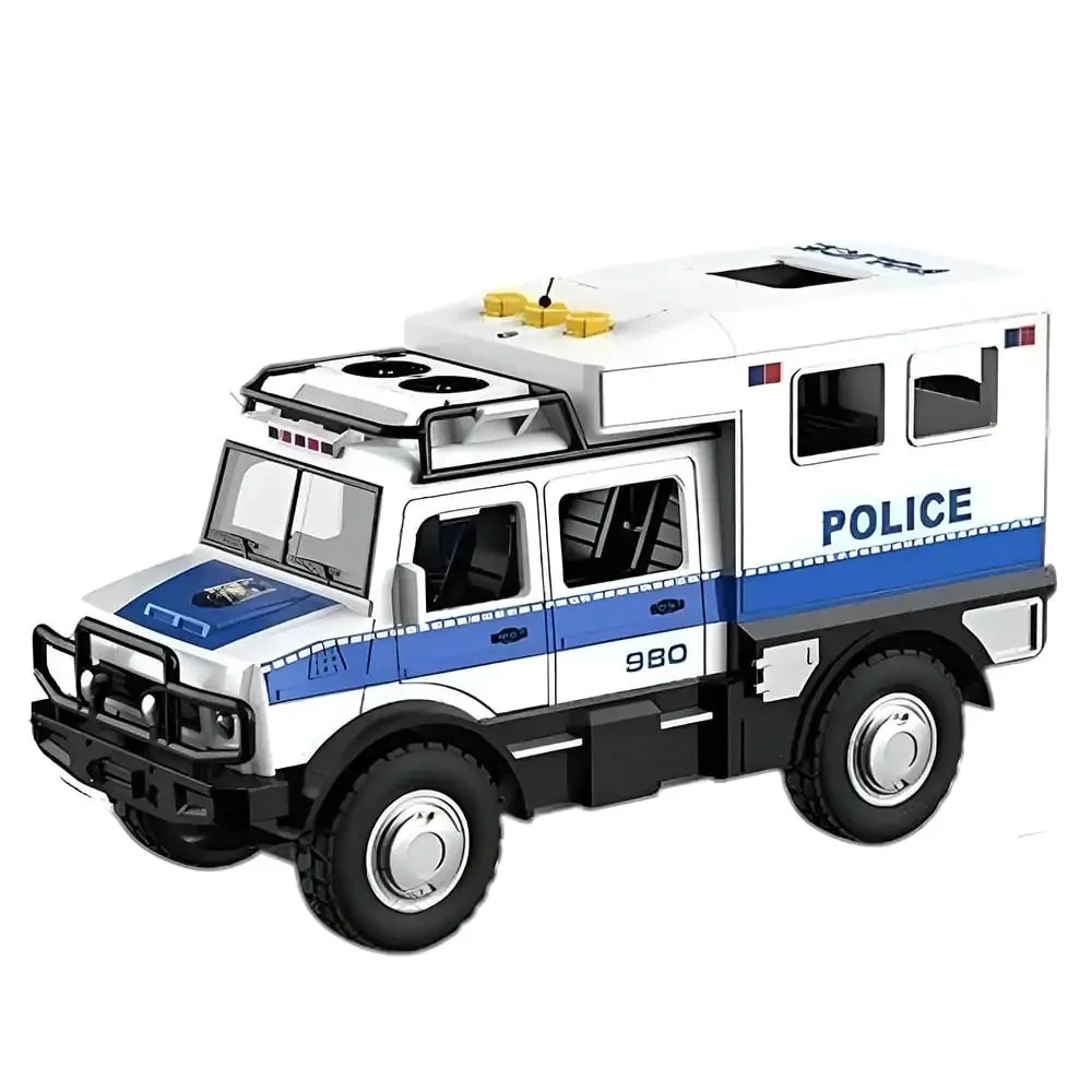 Jeep de politie cu inertie Wenyi cu lumini, sunete si usi mobile, 1:16 foto