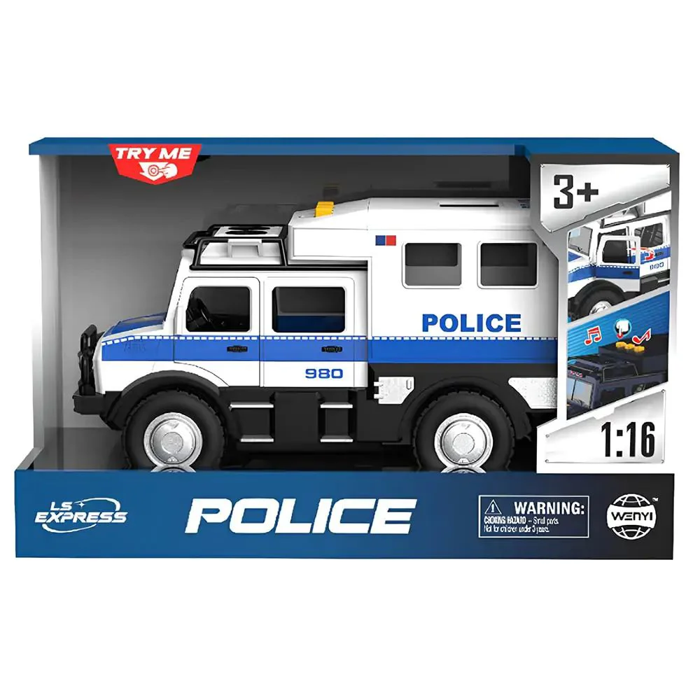 Jeep de politie cu inertie Wenyi cu lumini, sunete si usi mobile, 1:16 foto