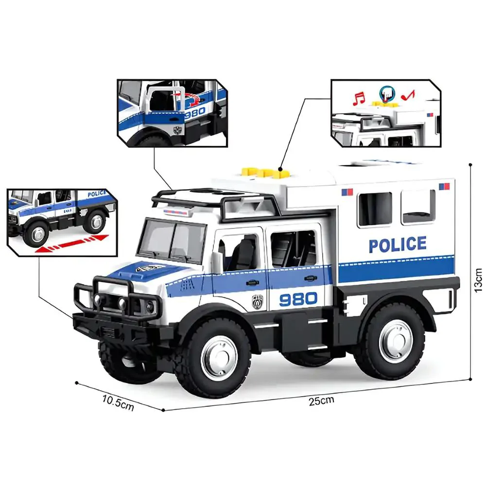 Jeep de politie cu inertie Wenyi cu lumini, sunete si usi mobile, 1:16 foto
