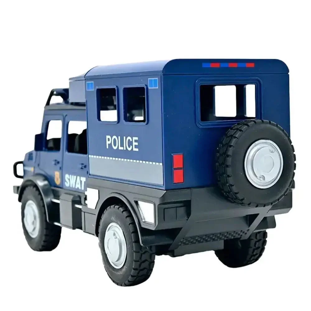Jeep de politie cu inertie Wenyi cu lumini, sunete si usi mobile, 1:16 foto