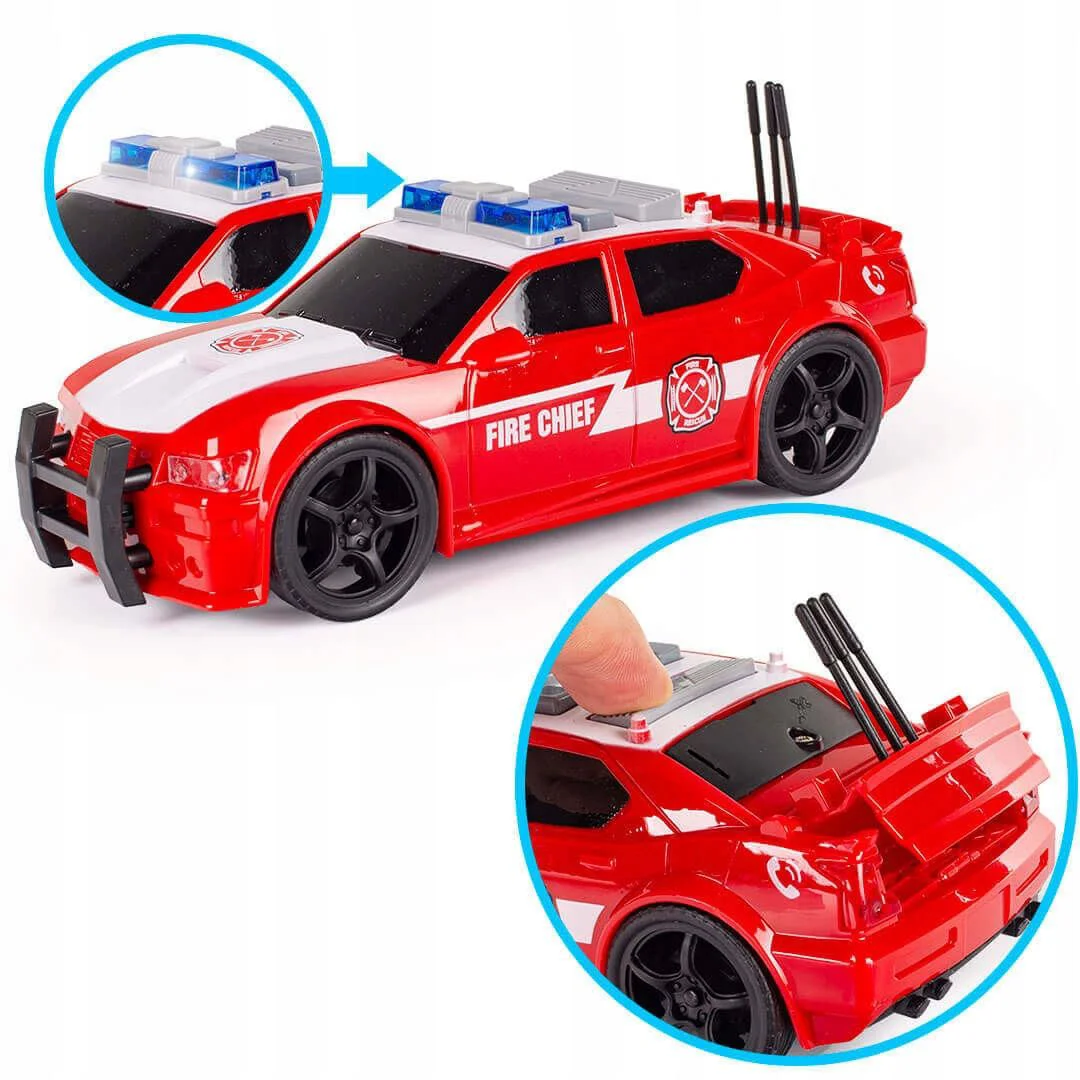 Set masini de pompieri cu frictiune Wenyi cu lumini si sunete, 1:20 foto