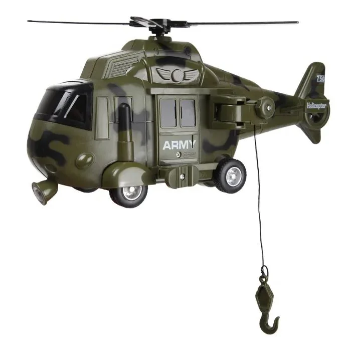 Военный вертолет Wenyi со светом, звуком и инерционным механизмом, 1:16 foto