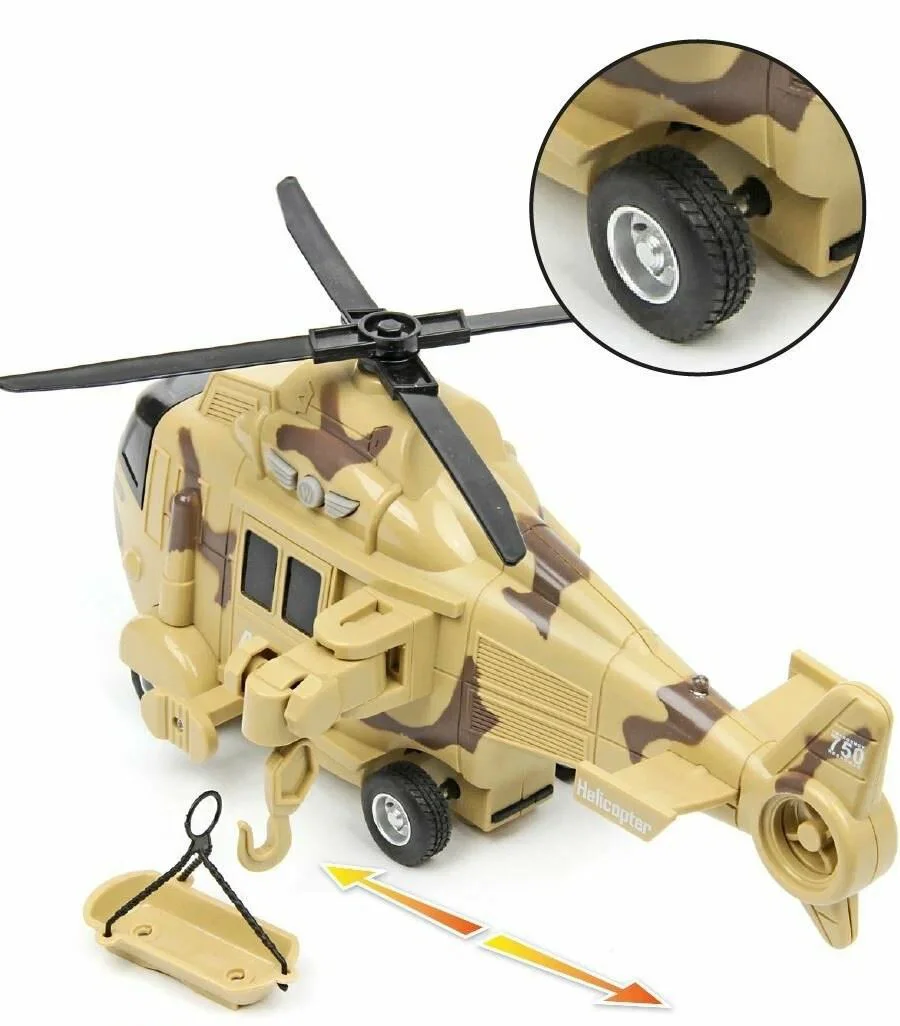 Elicopter militar de salvare cu inertie Wenyi cu lumini si sunete, 1:20 foto