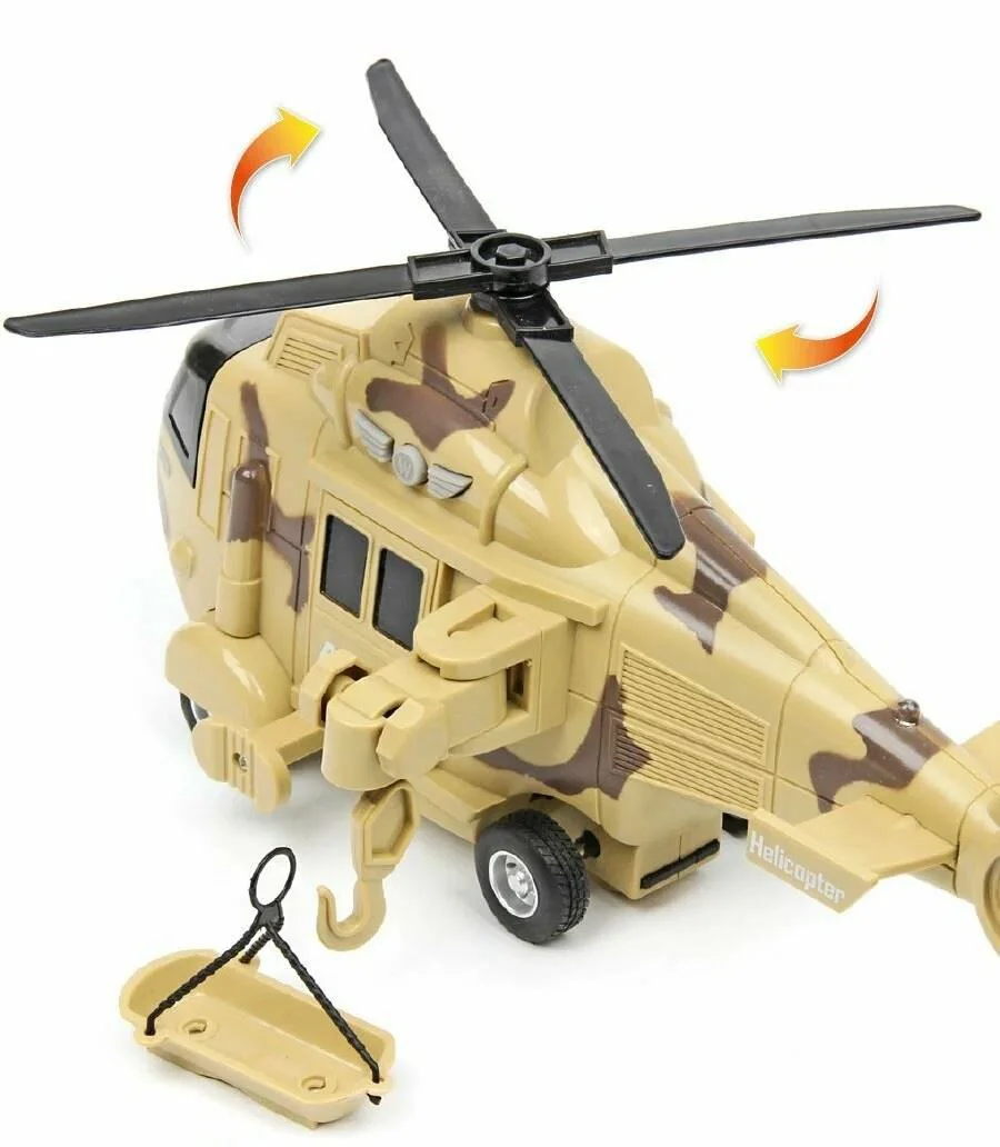Elicopter militar de salvare cu inertie Wenyi cu lumini si sunete, 1:20 foto