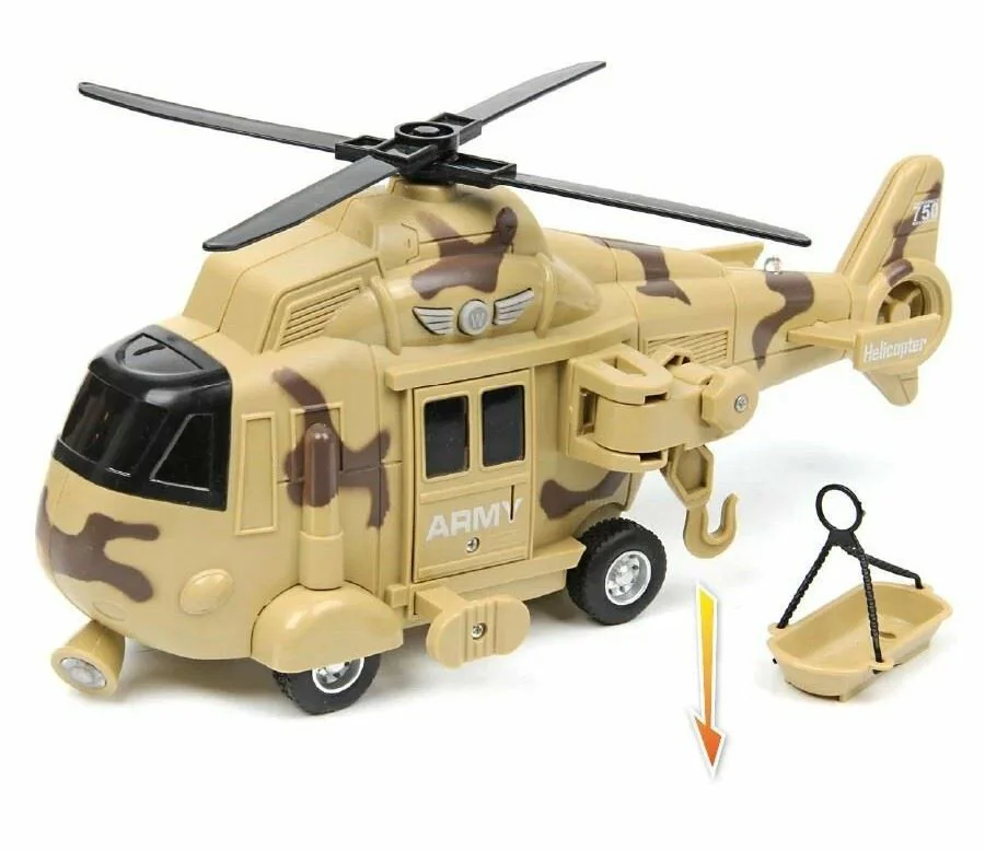 Elicopter militar de salvare cu inertie Wenyi cu lumini si sunete, 1:20 foto