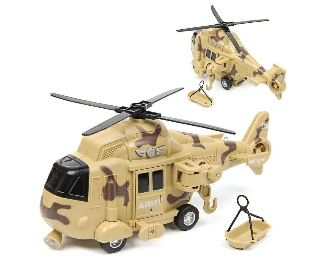 Elicopter militar de salvare cu inertie Wenyi cu lumini si sunete, 1:20 foto