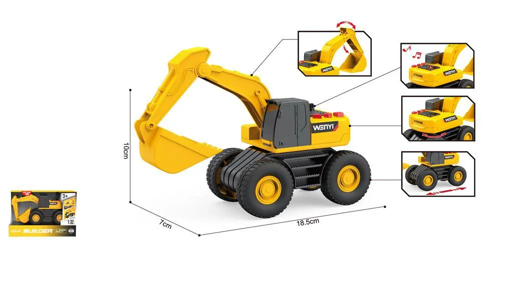Excavator cu frictiune Wenyi cu lumini si sunete, 1:32 foto
