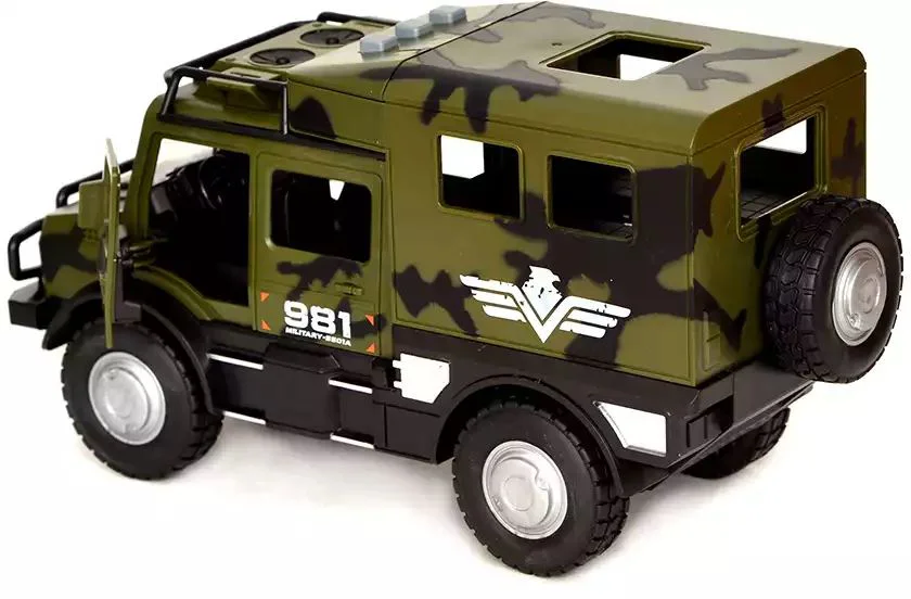 Masina militara blindata cu inertie Wenyi Camuflaj verde cu lumini si sunete, 1:16 foto
