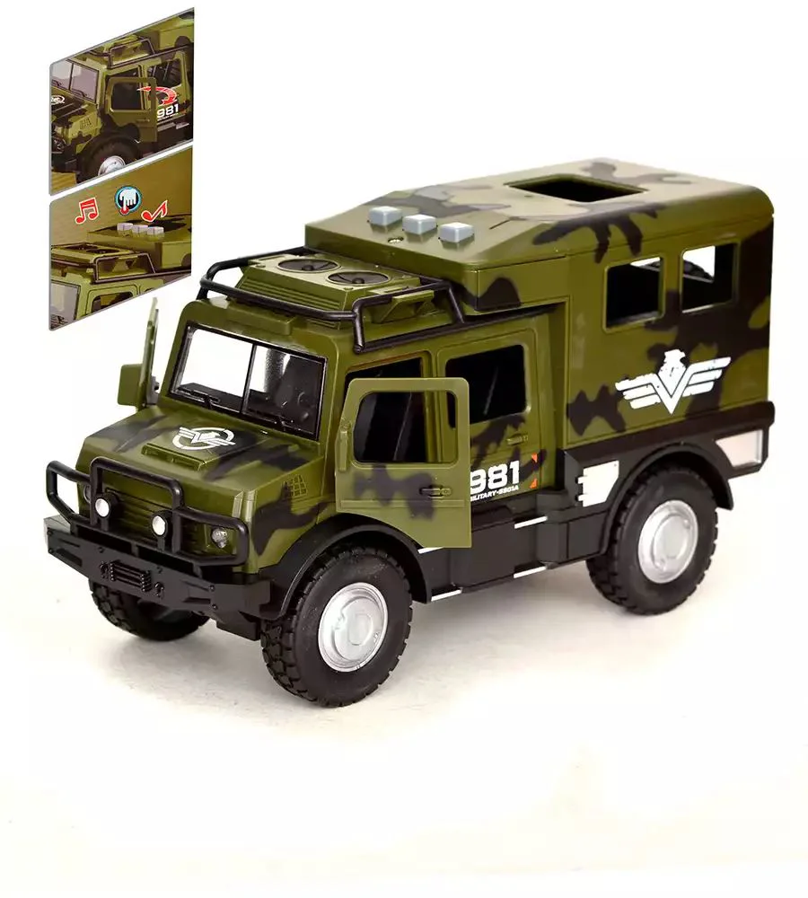 Masina militara blindata cu inertie Wenyi Camuflaj verde cu lumini si sunete, 1:16 foto