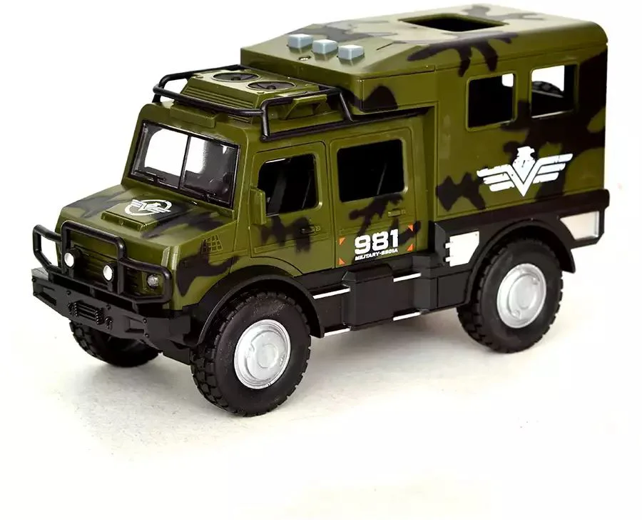 Masina militara blindata cu inertie Wenyi Camuflaj verde cu lumini si sunete, 1:16 foto