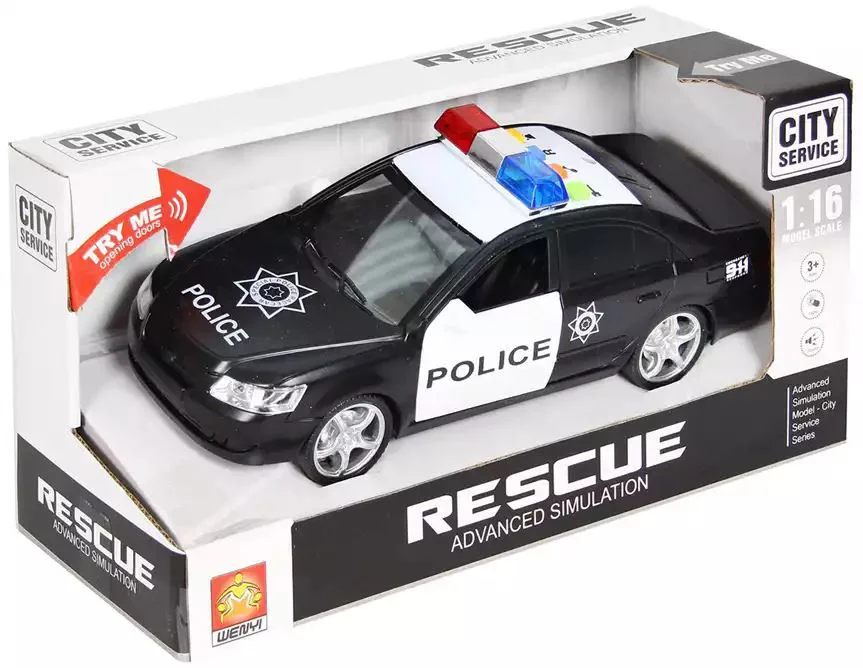Masina de politie cu inertie Wenyi cu lumini si sunete, 1:16 foto