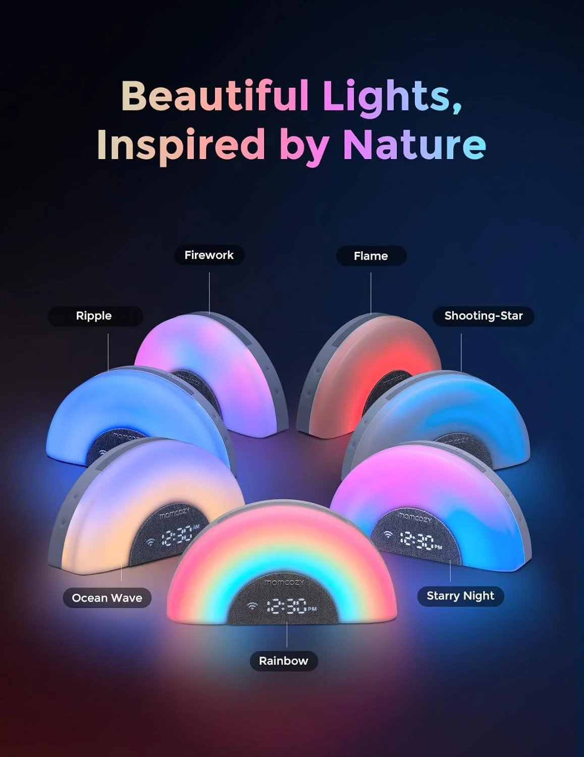 Ночник с успокаивающими звуками Momcozy Rainbow Grey foto