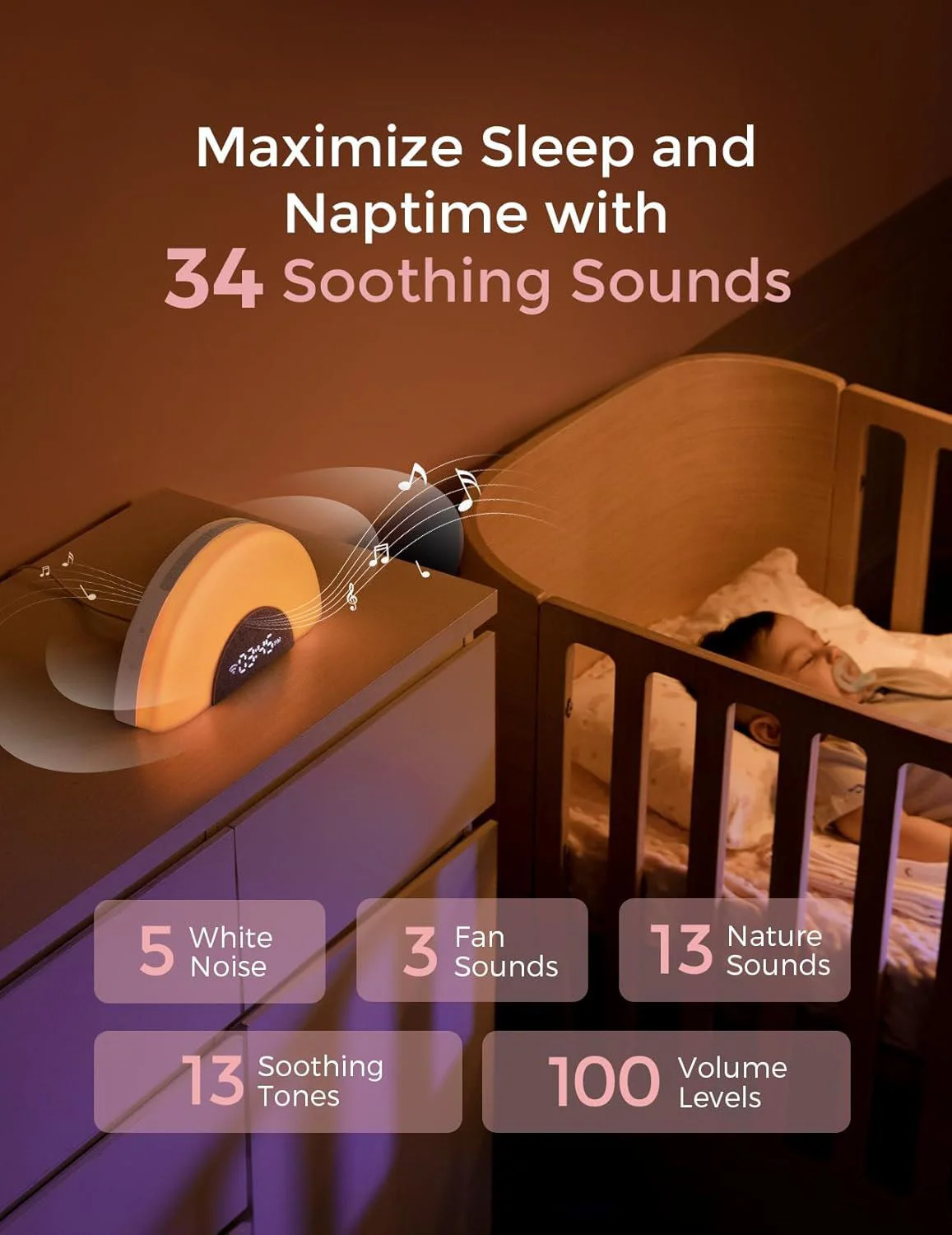 Ночник с успокаивающими звуками Momcozy Rainbow Grey foto