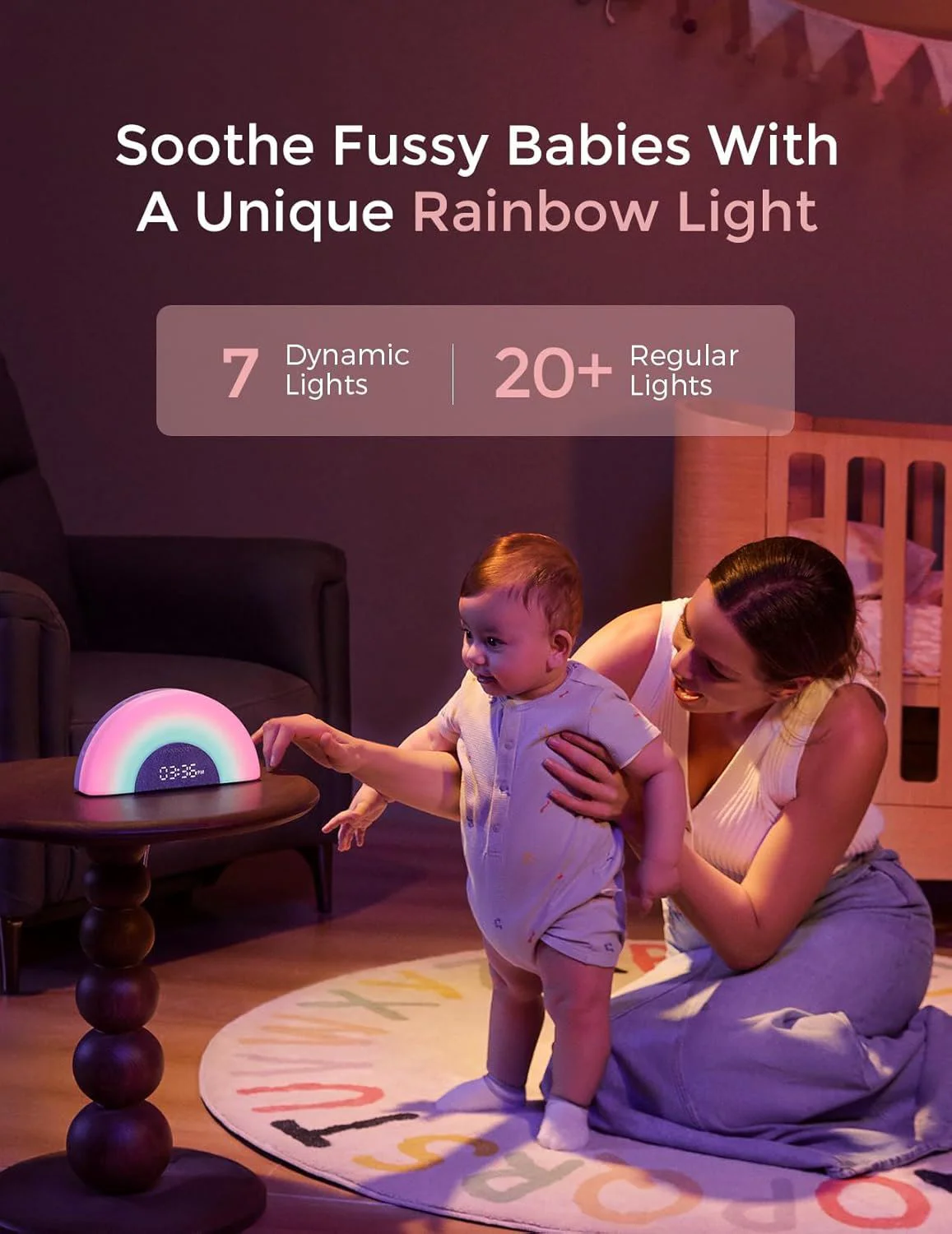 Ночник с успокаивающими звуками Momcozy Rainbow Grey foto
