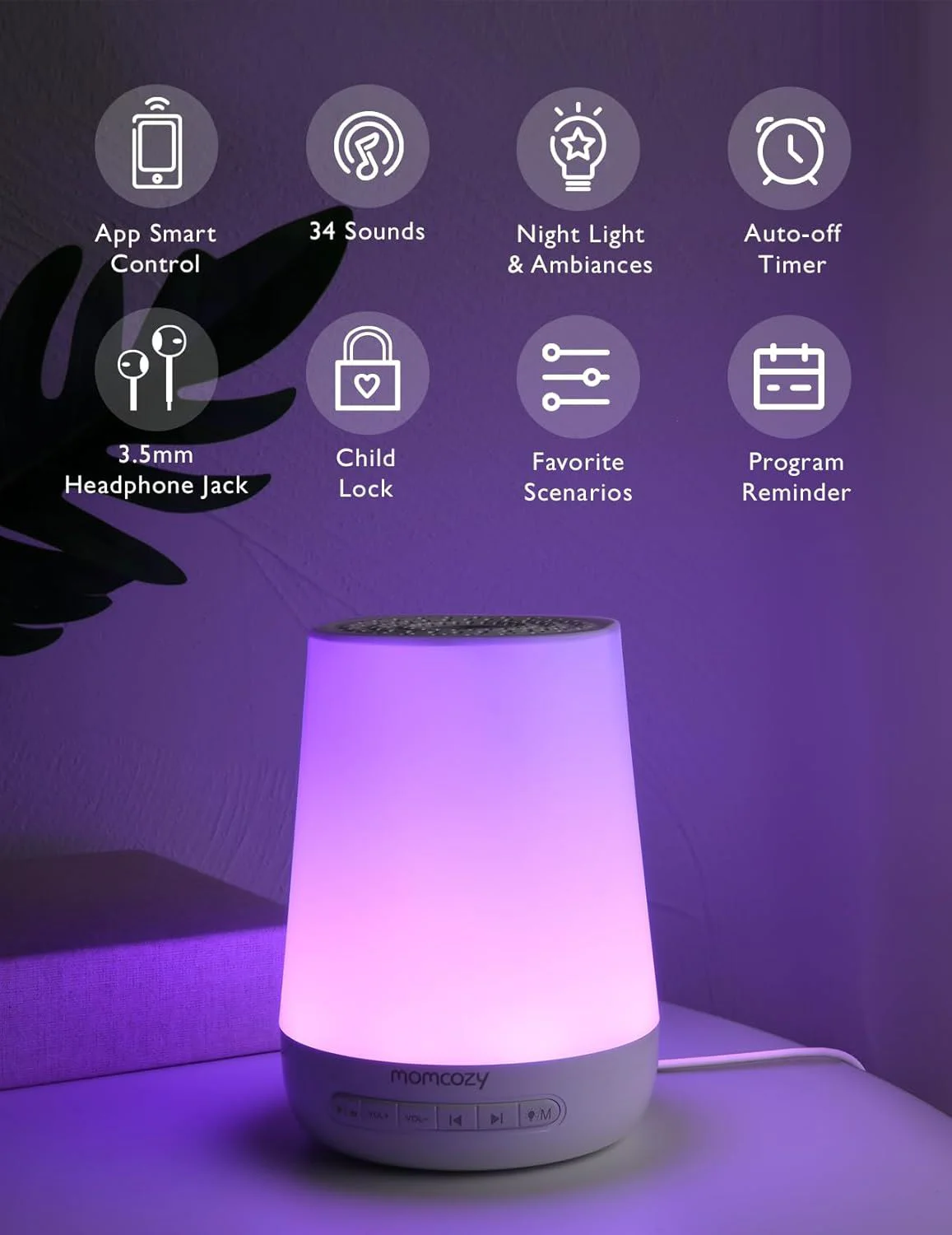 Ночник с успокаивающими звуками Momcozy Smart foto