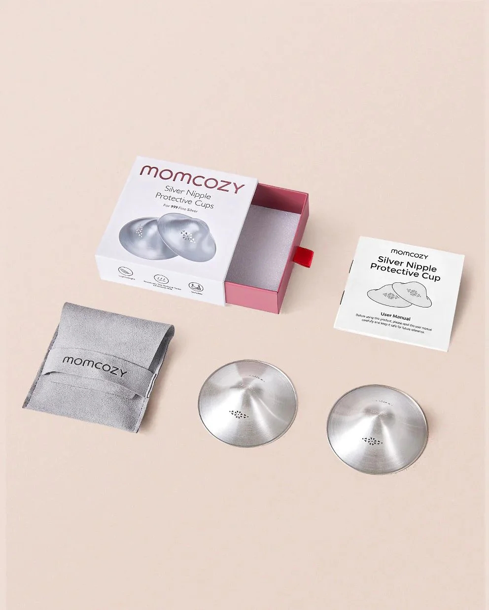 Серебряные накладки на соски Momcozy, 55 мм, 2 шт. foto