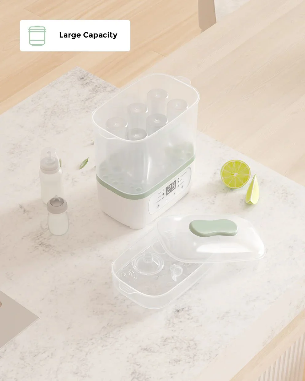 Sterilizator si uscator pentru biberoane 8 in 1 Momcozy White foto