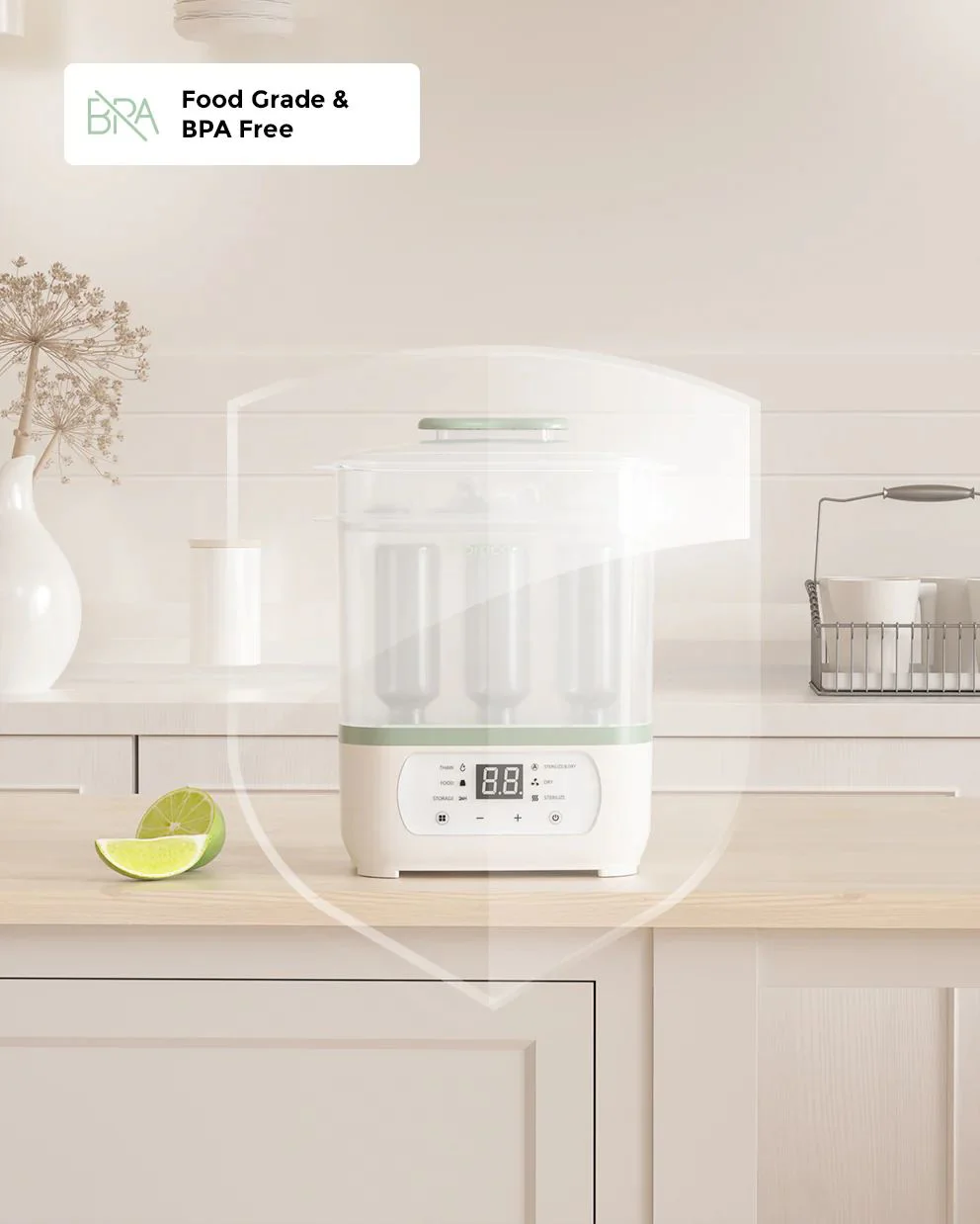 Sterilizator si uscator pentru biberoane 8 in 1 Momcozy White foto