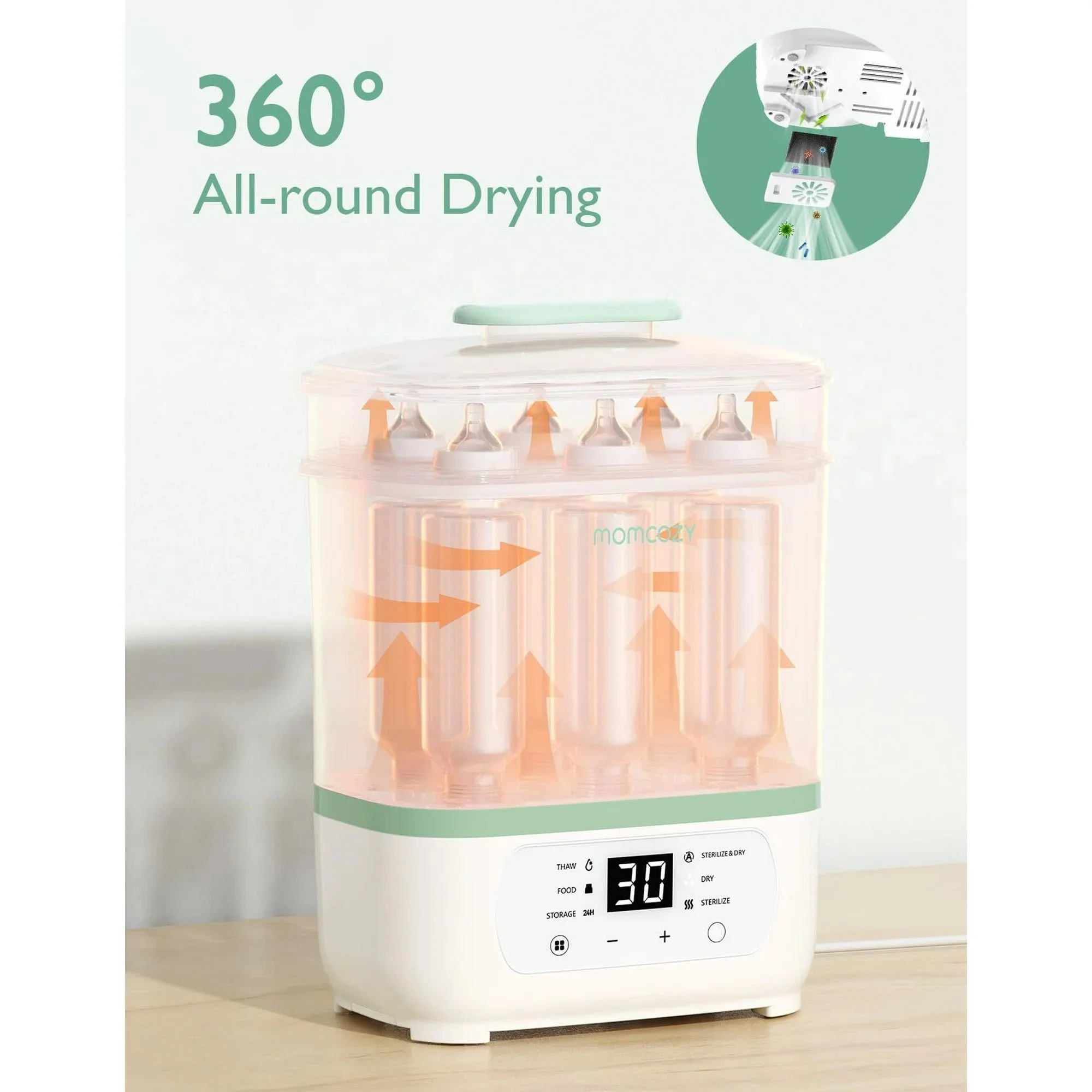 Sterilizator si uscator pentru biberoane 8 in 1 Momcozy White foto