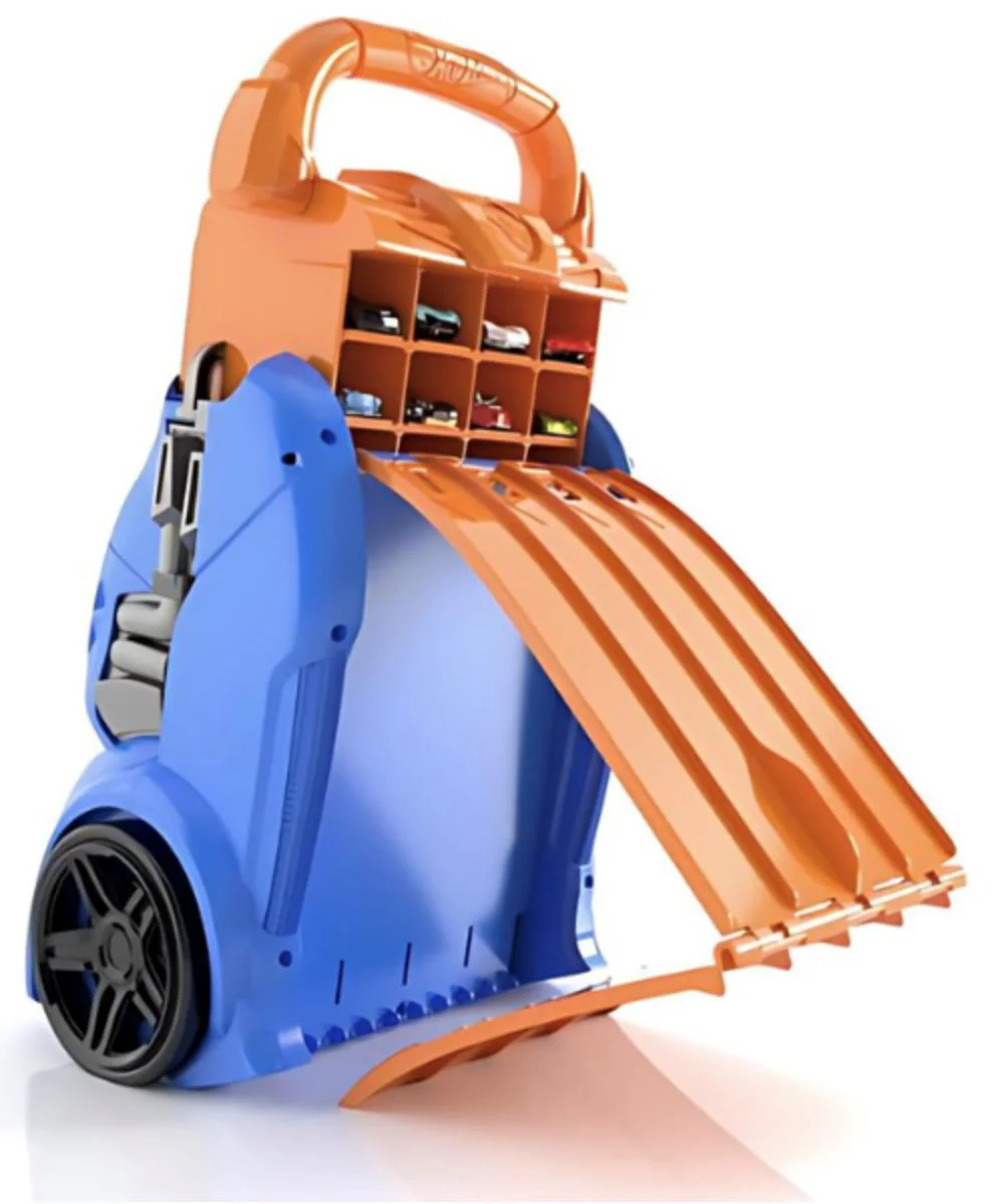 Container portabil Hot Wheels cu 4 piste paralele foto
