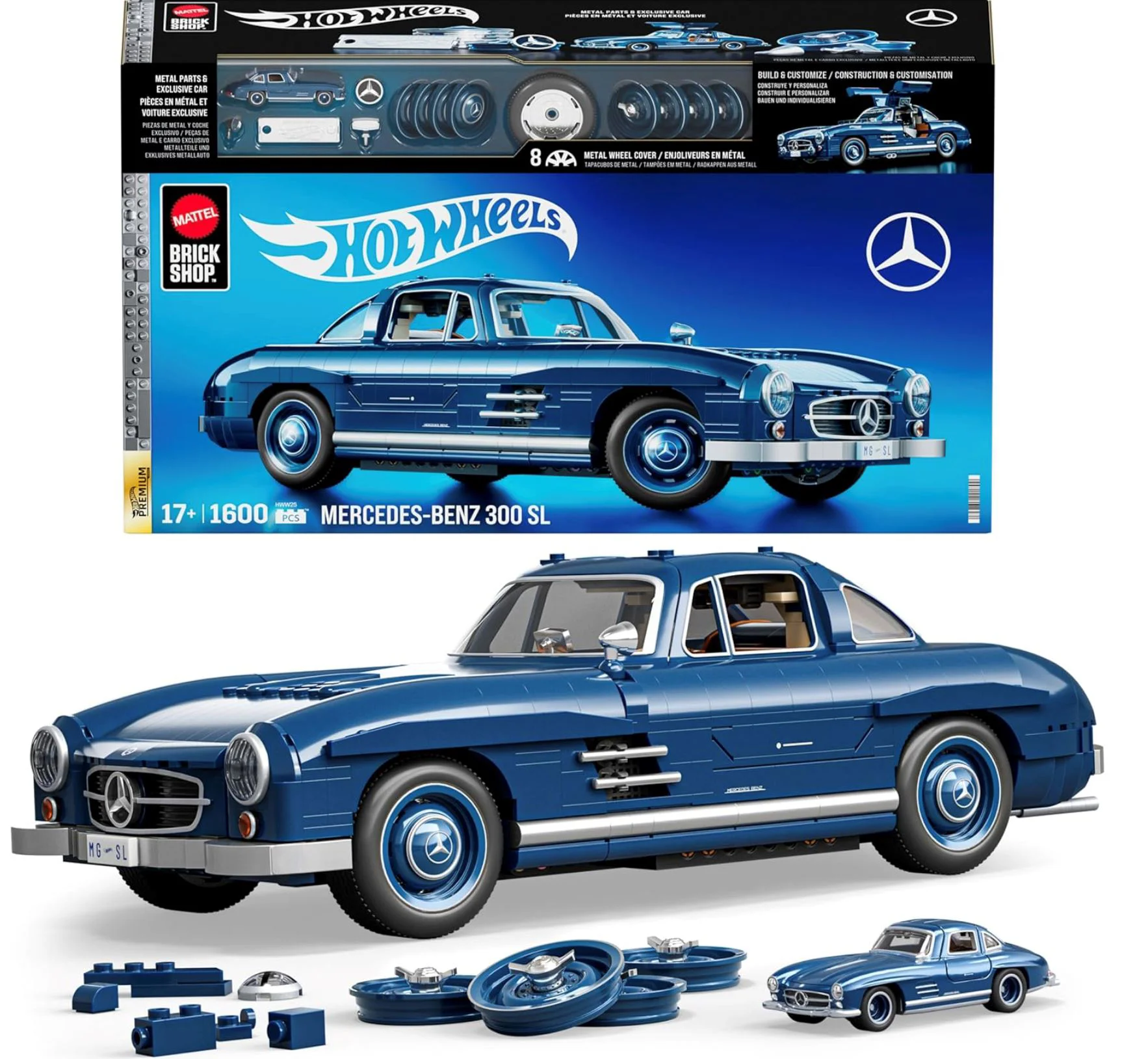 Set de constructie Hot Wheels Mercedes-Benz 300 SL, scara 1:12 foto