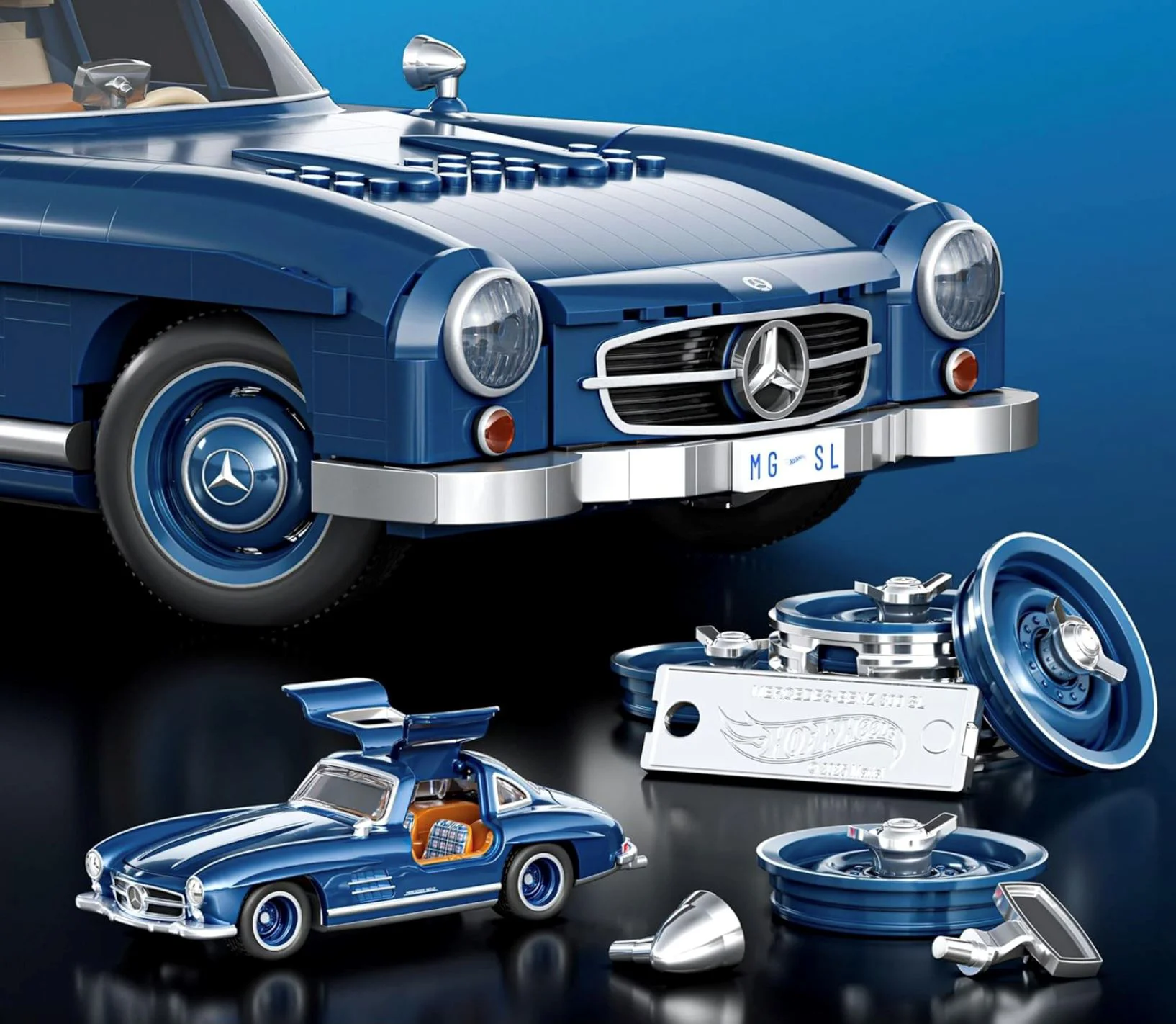 Set de constructie Hot Wheels Mercedes-Benz 300 SL, scara 1:12 foto
