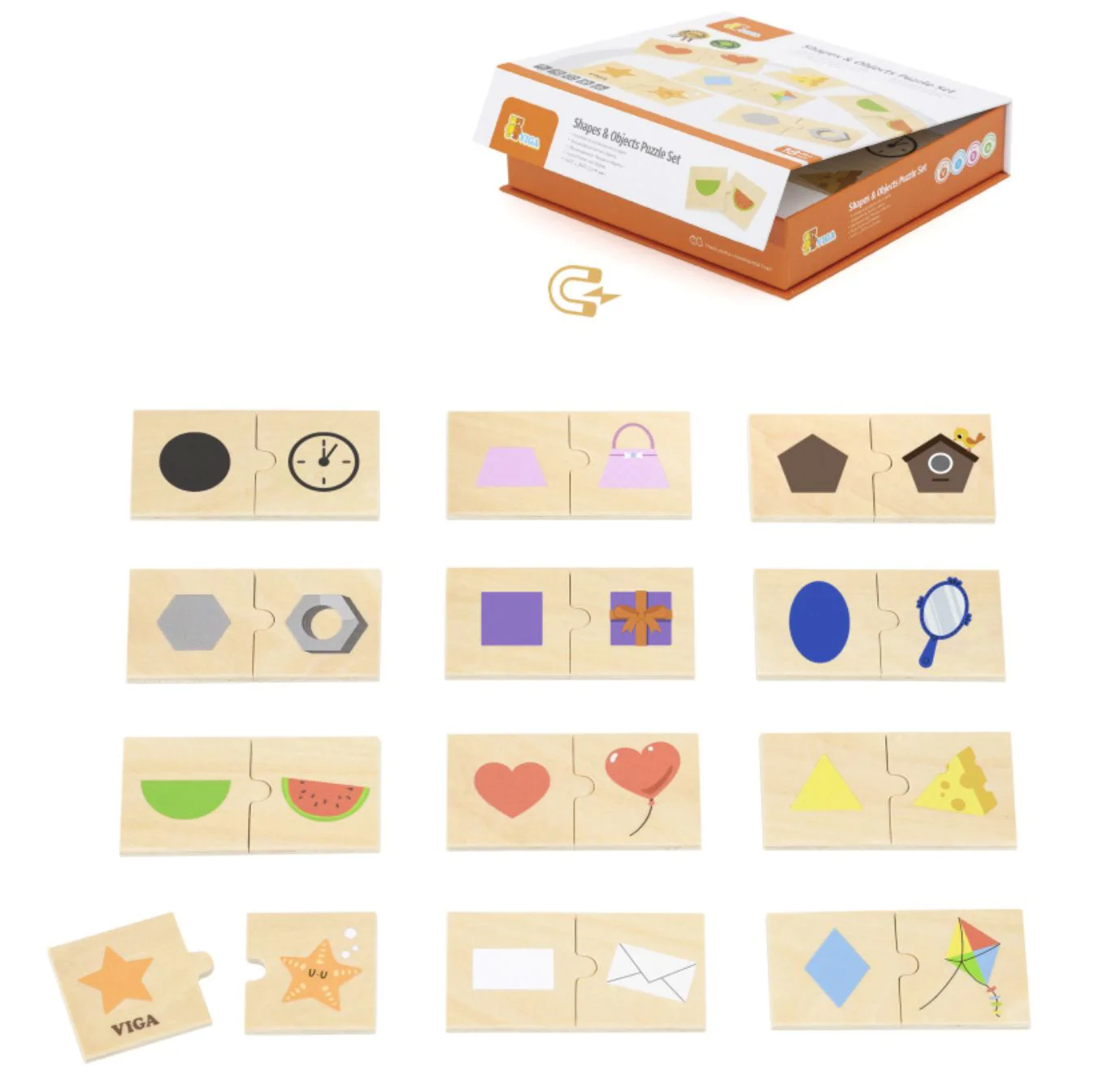 Joc logic de puzzle Viga Toys Forme si obiecte, 24 el. foto