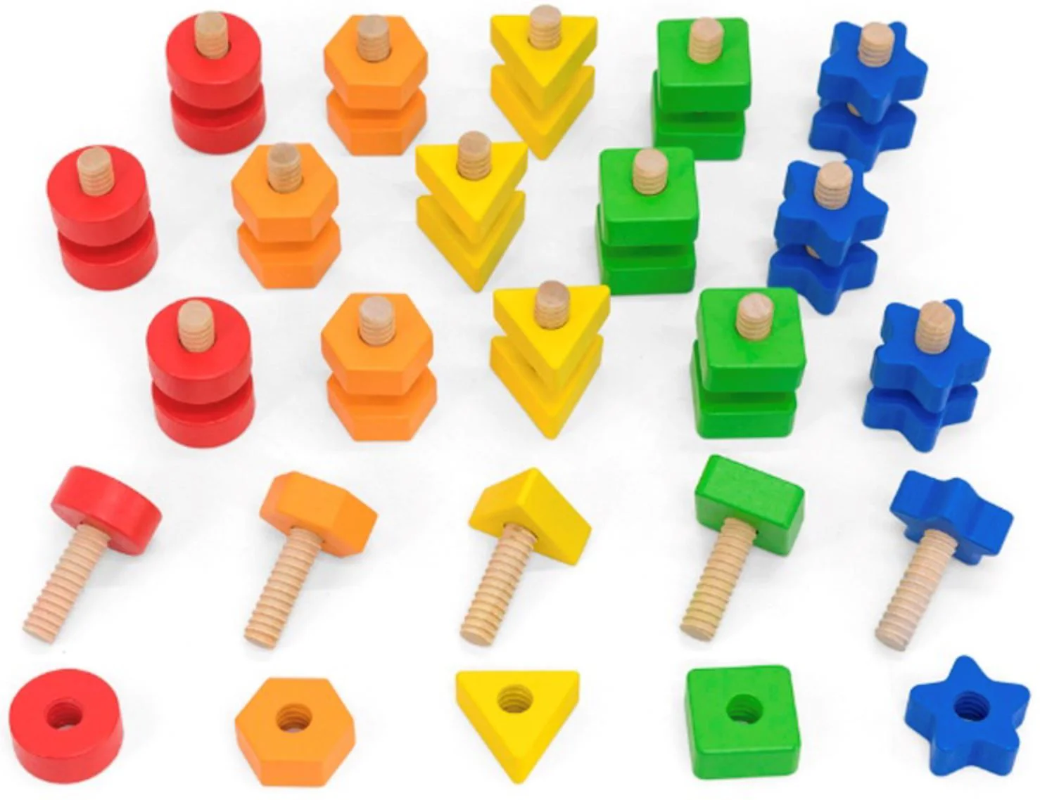 Set de constructie din lemn Viga Toys Suruburi si piulite, 40 el. foto