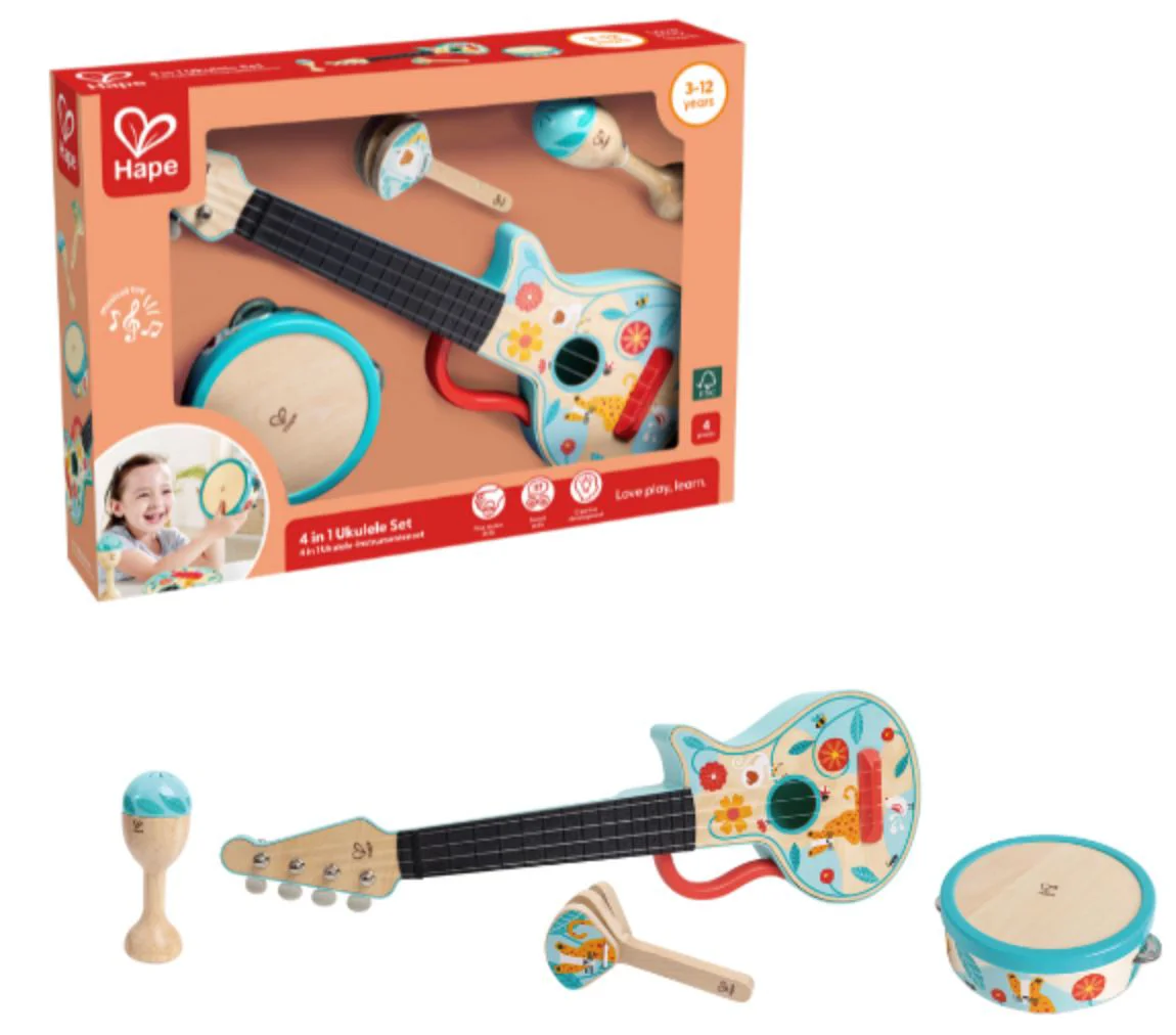 Набор для игры 4 в 1 Hape Укулеле foto