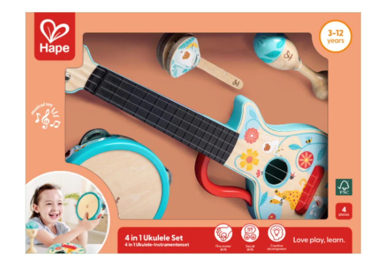 Набор для игры 4 в 1 Hape Укулеле foto