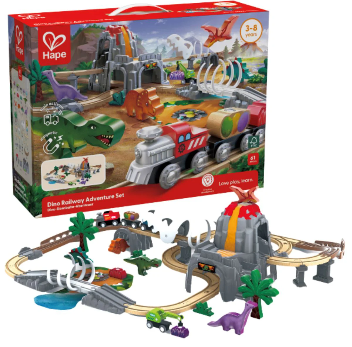 Set de joaca Hape Aventura Caii Ferate cu Dinozauri foto