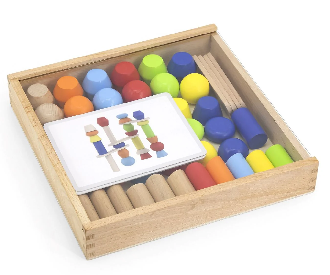 Constructor educativ din lemn Viga Toys Construieste Turnul, 46 el. foto