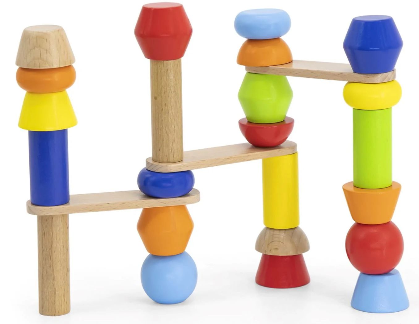 Constructor educativ din lemn Viga Toys Construieste Turnul, 46 el. foto