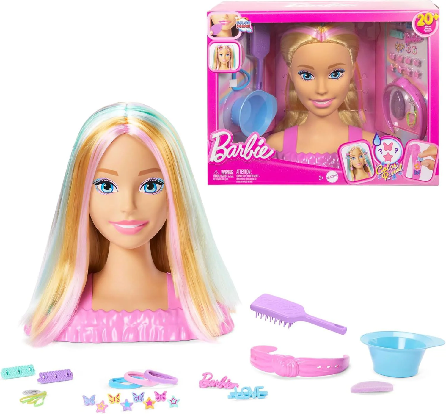 Голова для причесок Barbie с аксессуарами и эффектами Color Reveal foto