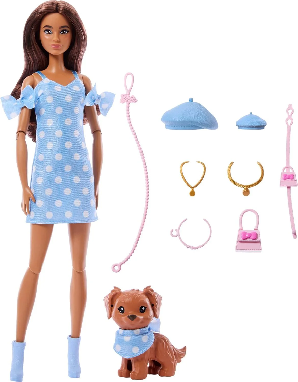 Papusa Barbie Twinning Looks, bruneta cu catelus foto