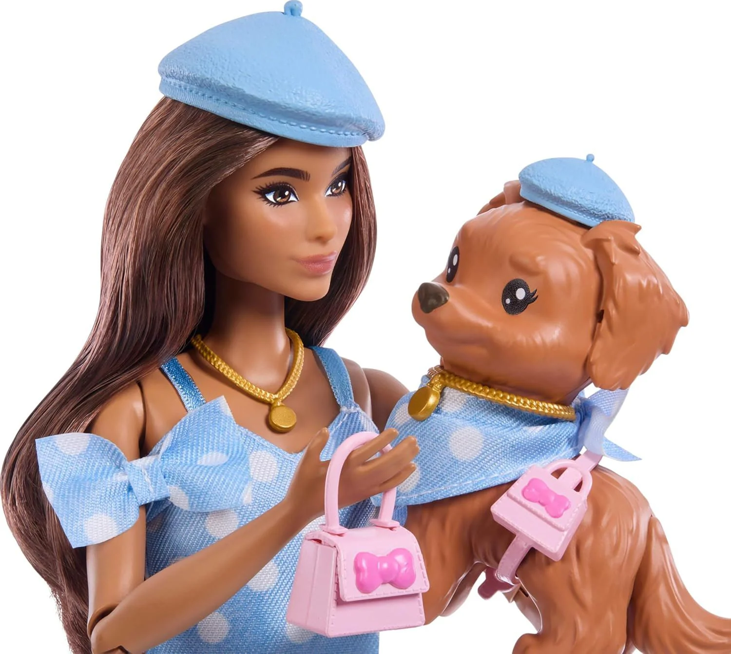 Papusa Barbie Twinning Looks, bruneta cu catelus foto