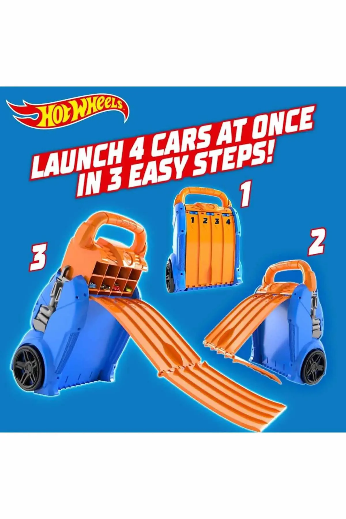 Container portabil Hot Wheels cu 4 piste paralele foto