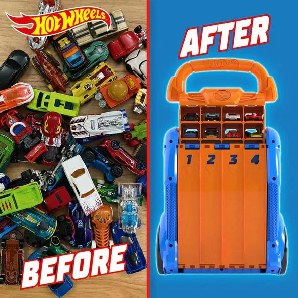 Container portabil Hot Wheels cu 4 piste paralele foto