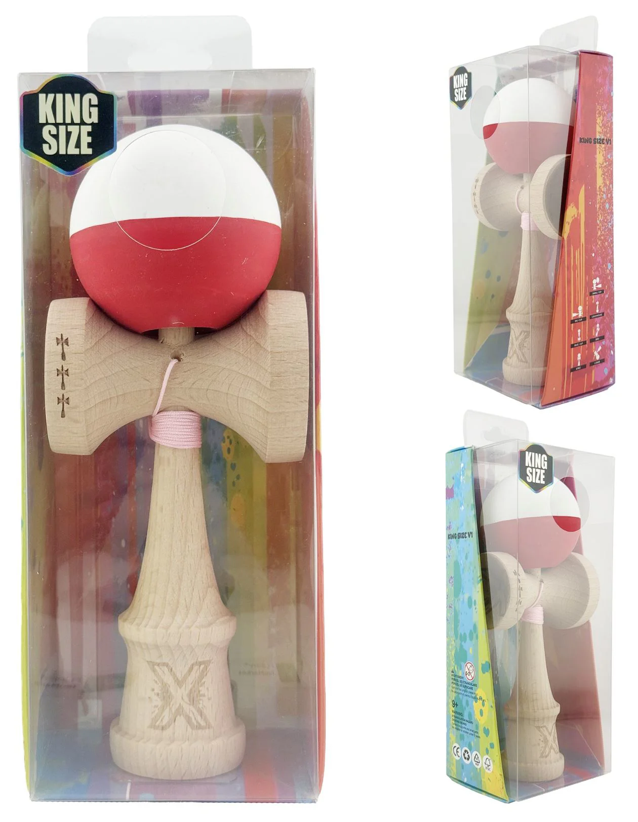 Kendama X Original Flippy, Alb-Rosu foto