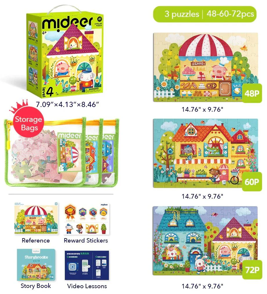 Puzzle 3 in 1 Mideer Oraselul de basm, nivelul 4 foto