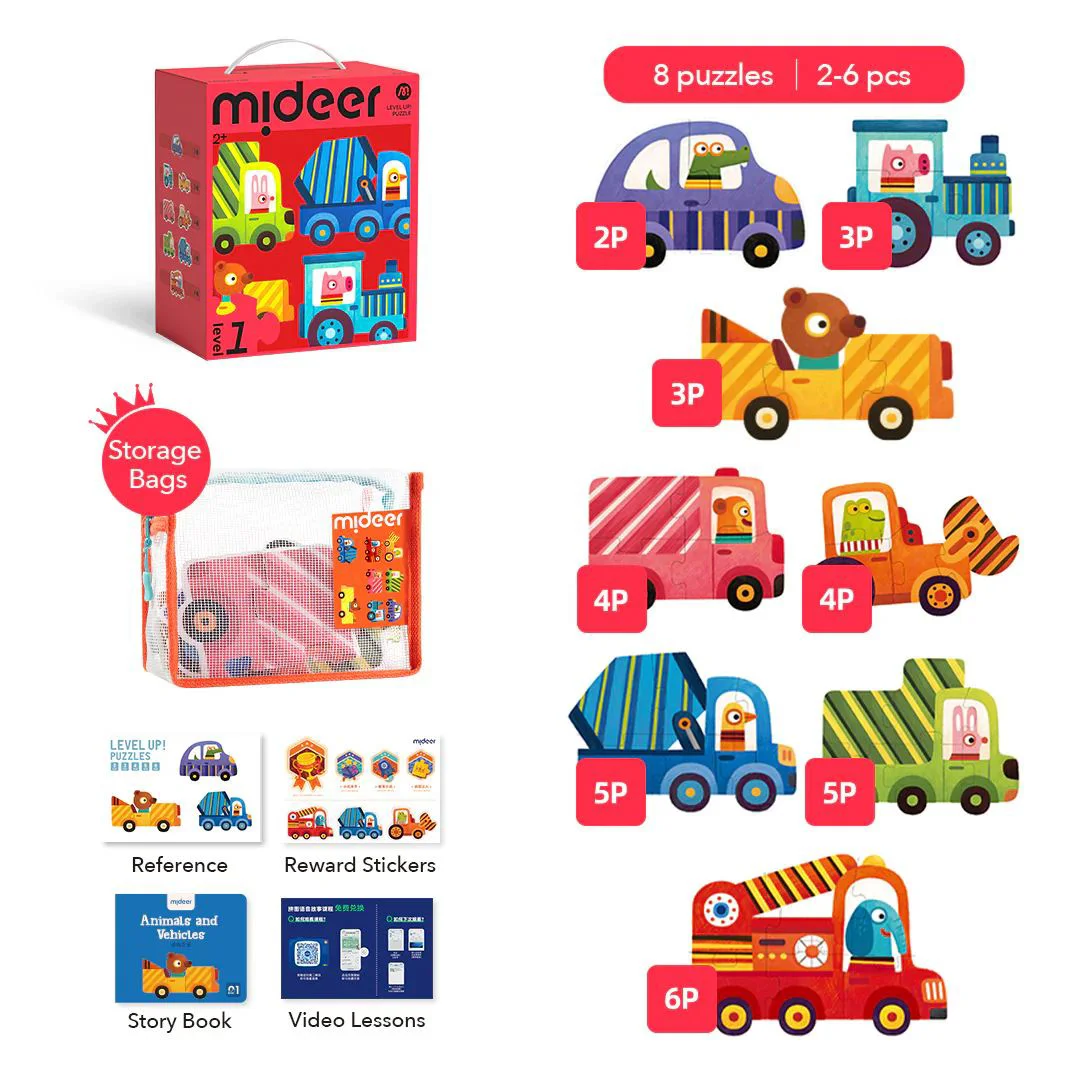 Puzzle 8 in 1 Mideer Transport, nivel 1 foto