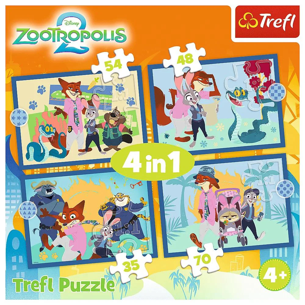 Пазл Trefl 4 в 1 An adventurous Zootopia foto