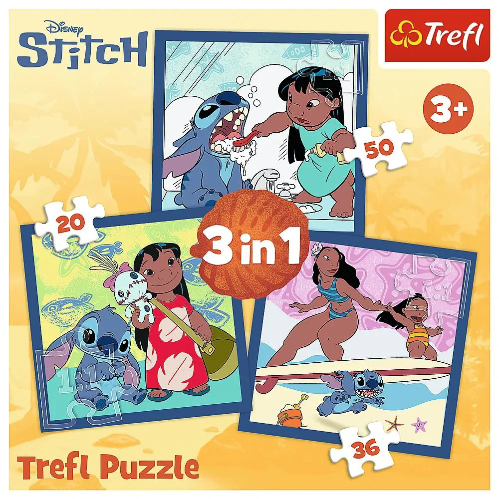 Puzzle Trefl 3 in 1 Time with Lilo&Stitch foto