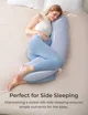 Подушка для беременных в форме J Momcozy Jersey Fabric Light Grey foto